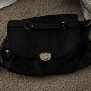 See By Chloe Black Leather Satchel with Floral Turn-Lock